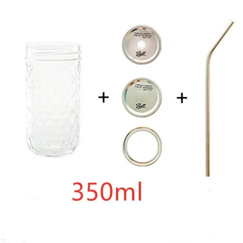Mason bottle with a mason glass juice drink straw water glass - ThriveMinded & WellHaven Co