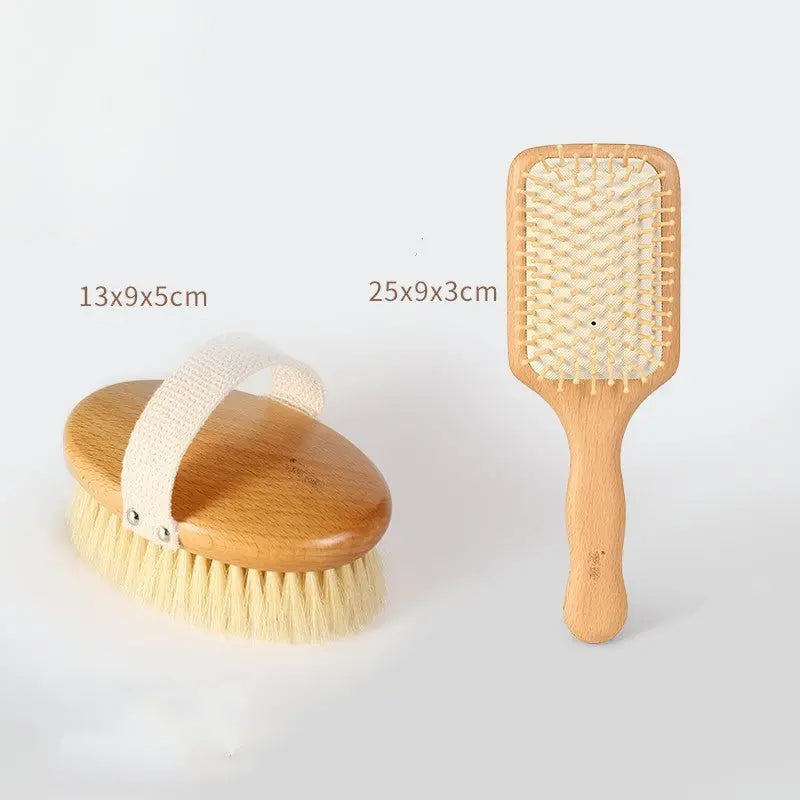 Natural Bristle Bath Brush – Exfoliating Body Brush with Wooden Handle | ThriveMinded & WellHaven Co - ThriveMinded & WellHaven Co