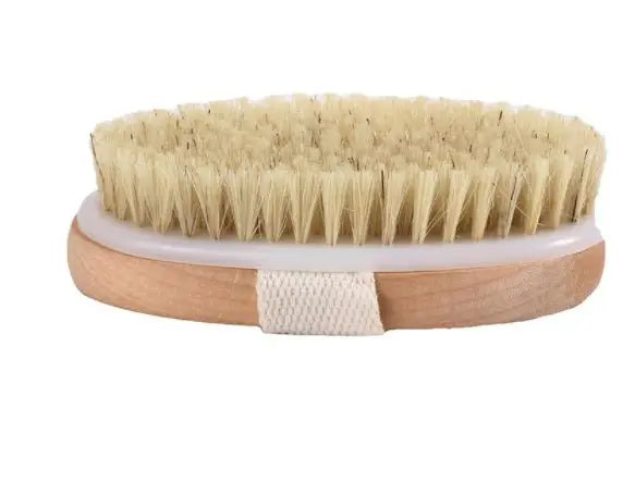 Natural Bristle Bath Brush – Exfoliating Body Brush with Wooden Handle | ThriveMinded & WellHaven Co - ThriveMinded & WellHaven Co