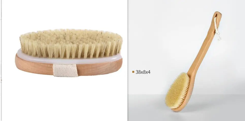 Natural Bristle Bath Brush – Exfoliating Body Brush with Wooden Handle | ThriveMinded & WellHaven Co - ThriveMinded & WellHaven Co