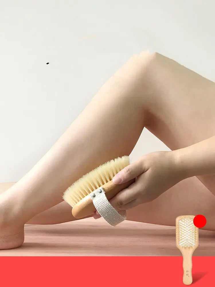 Natural Bristle Bath Brush – Exfoliating Body Brush with Wooden Handle | ThriveMinded & WellHaven Co - ThriveMinded & WellHaven Co