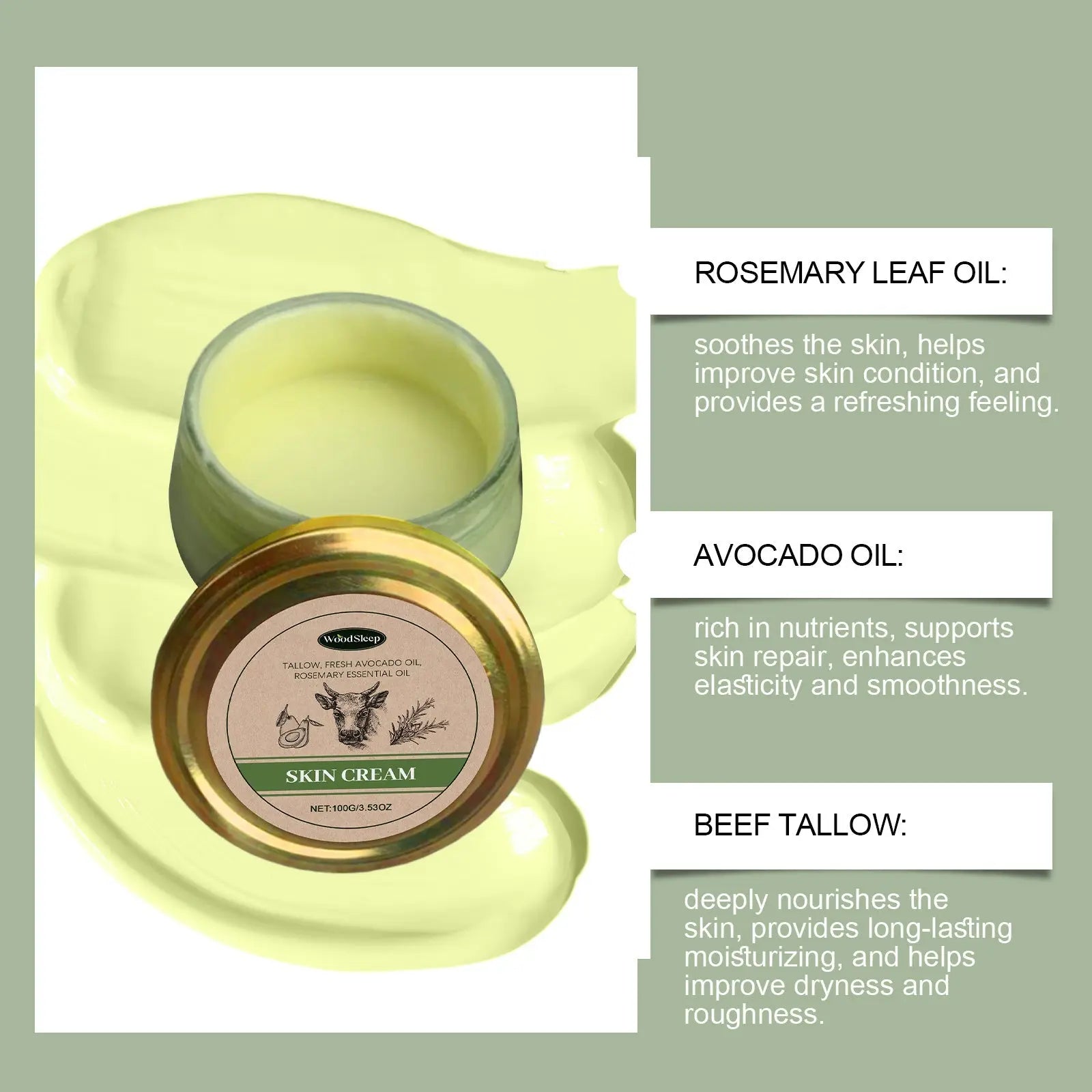 Natural cow fat - based cream designed to hydrate and repair skin. - ThriveMinded & WellHaven Co