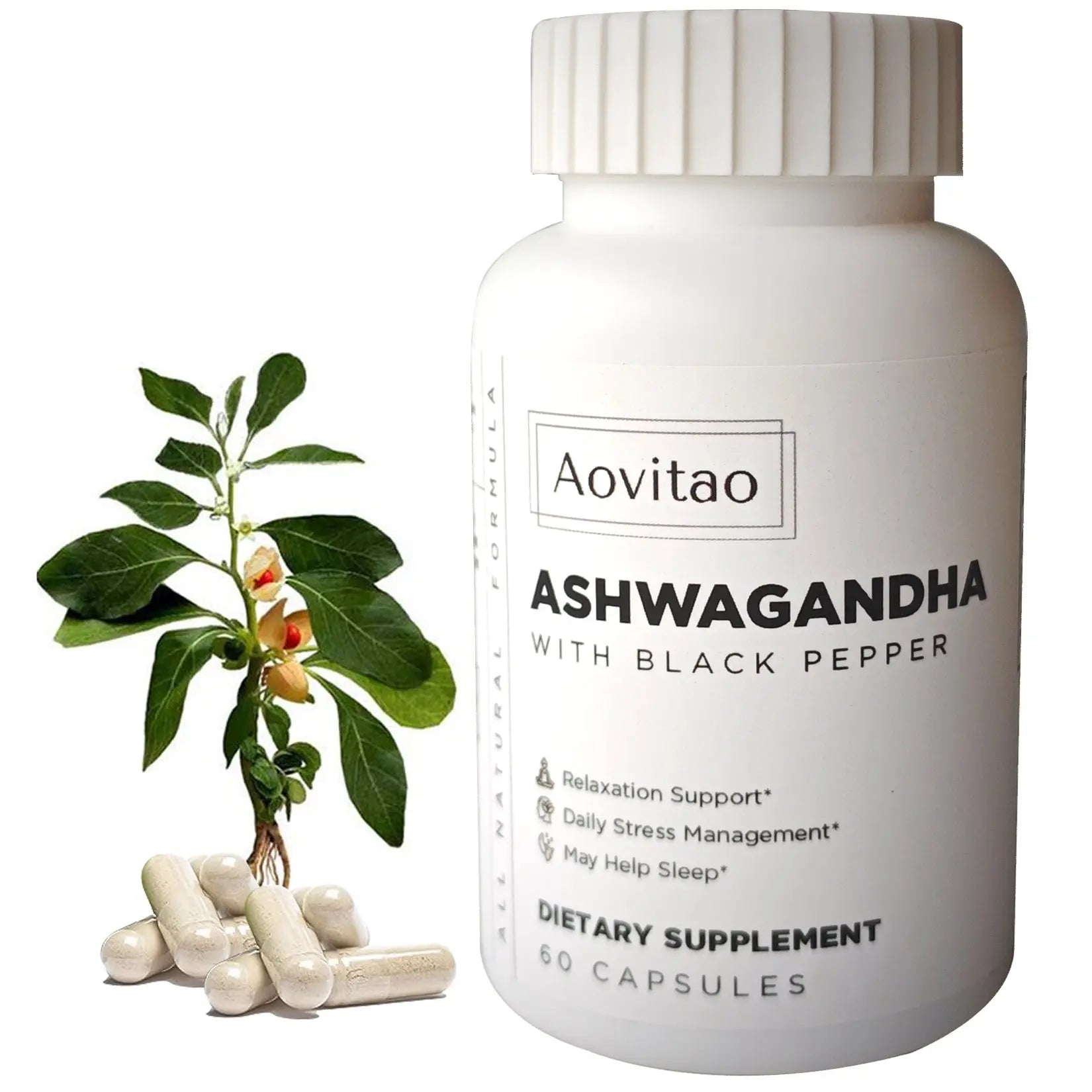 Organic Ashwagandha Capsules – Vegan Stress Relief & Immune Support Supplement for Balanced Mood & Energy - ThriveMinded & WellHaven Co