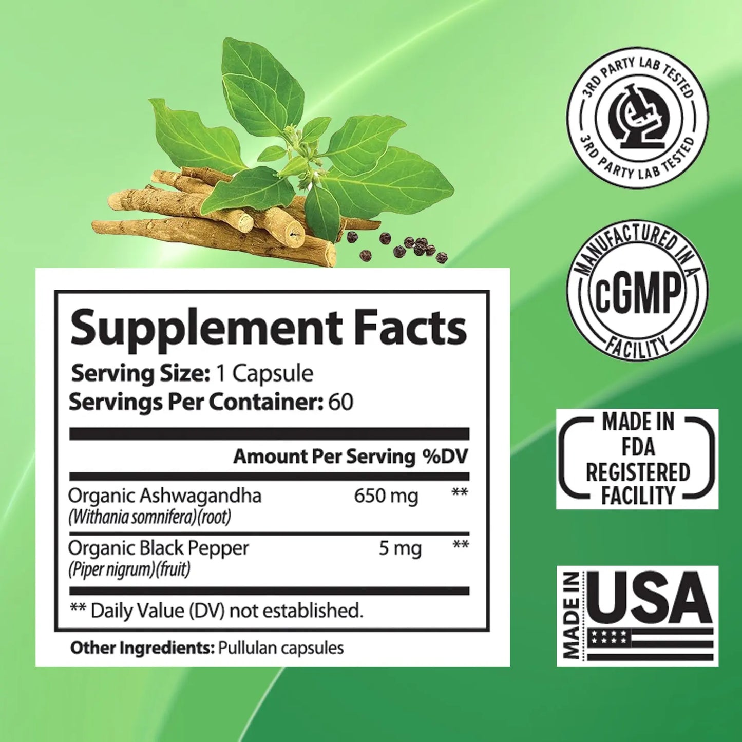 Organic Ashwagandha Capsules – Vegan Stress Relief & Immune Support Supplement for Balanced Mood & Energy - ThriveMinded & WellHaven Co