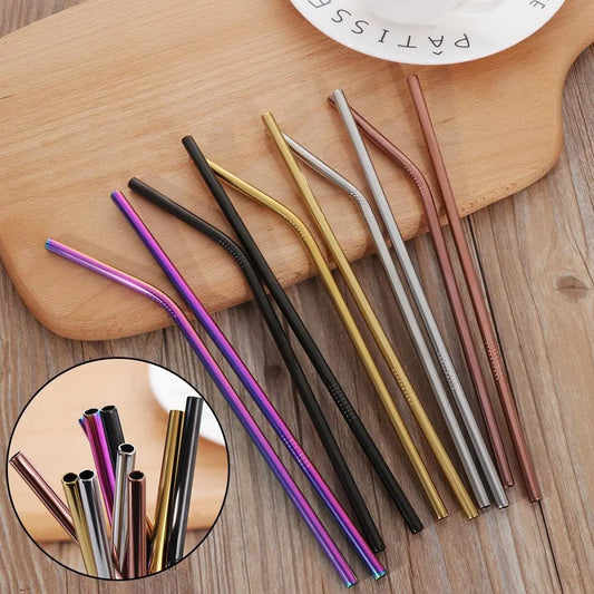 Reusable Stainless Steel Straws – Eco - Friendly Drinking Straws with Cleaning Brush | ThriveMinded & WellHaven Co - ThriveMinded & WellHaven Co