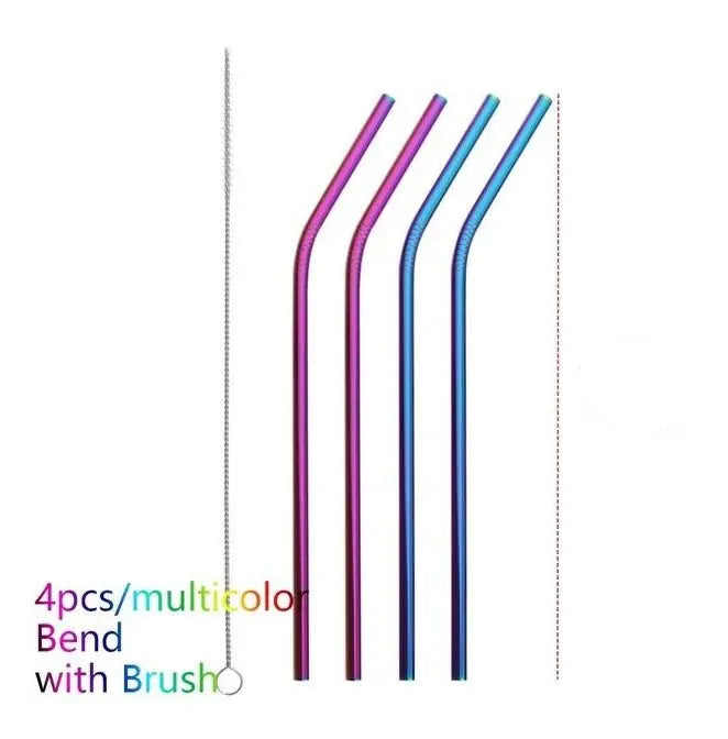 Reusable Stainless Steel Straws – Eco - Friendly Drinking Straws with Cleaning Brush | ThriveMinded & WellHaven Co - ThriveMinded & WellHaven Co