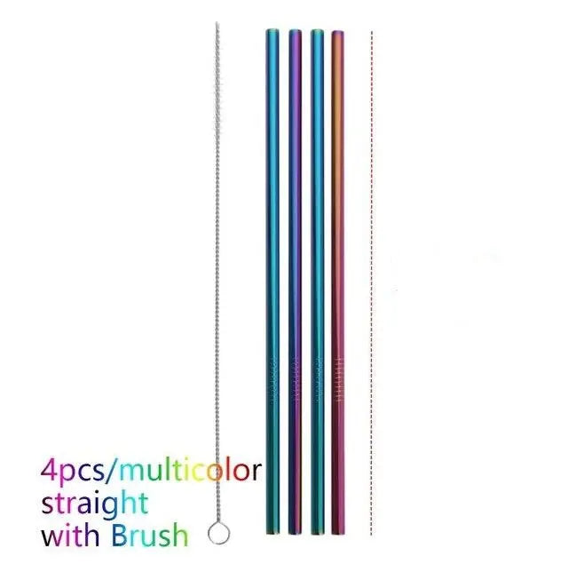 Reusable Stainless Steel Straws – Eco - Friendly Drinking Straws with Cleaning Brush | ThriveMinded & WellHaven Co - ThriveMinded & WellHaven Co