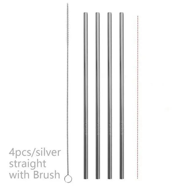 Reusable Stainless Steel Straws – Eco - Friendly Drinking Straws with Cleaning Brush | ThriveMinded & WellHaven Co - ThriveMinded & WellHaven Co
