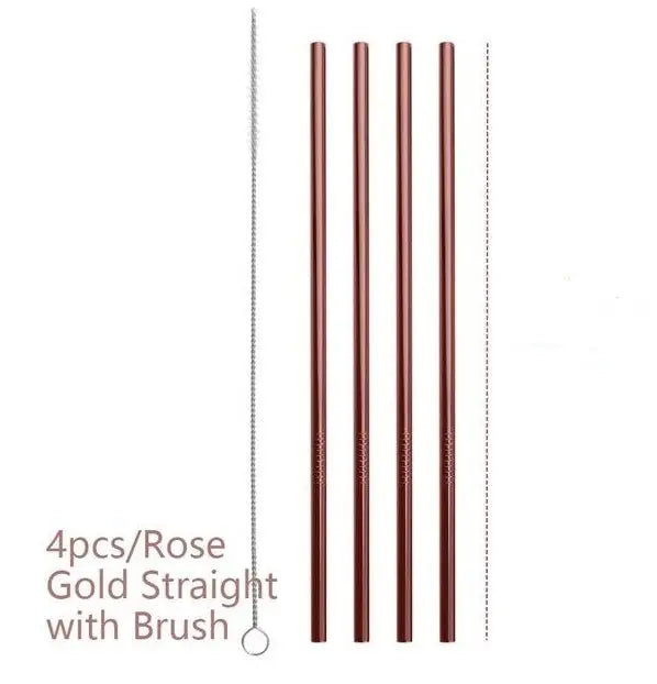 Reusable Stainless Steel Straws – Eco - Friendly Drinking Straws with Cleaning Brush | ThriveMinded & WellHaven Co - ThriveMinded & WellHaven Co