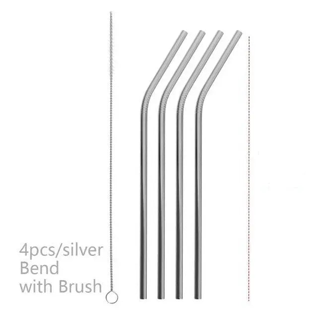 Reusable Stainless Steel Straws – Eco - Friendly Drinking Straws with Cleaning Brush | ThriveMinded & WellHaven Co - ThriveMinded & WellHaven Co