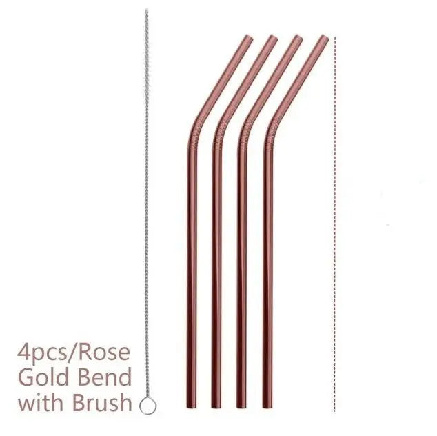Reusable Stainless Steel Straws – Eco - Friendly Drinking Straws with Cleaning Brush | ThriveMinded & WellHaven Co - ThriveMinded & WellHaven Co