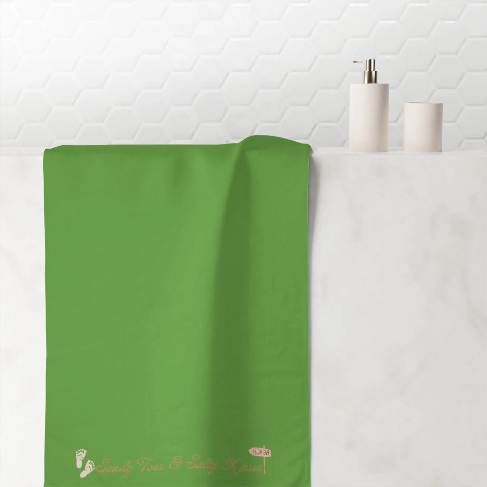 Sandy Toes & Salty Kisses" Mink - Cotton Bath Towel – Soft, Coastal - Inspired & Luxuriously Absorbent - ThriveMinded & WellHaven Co
