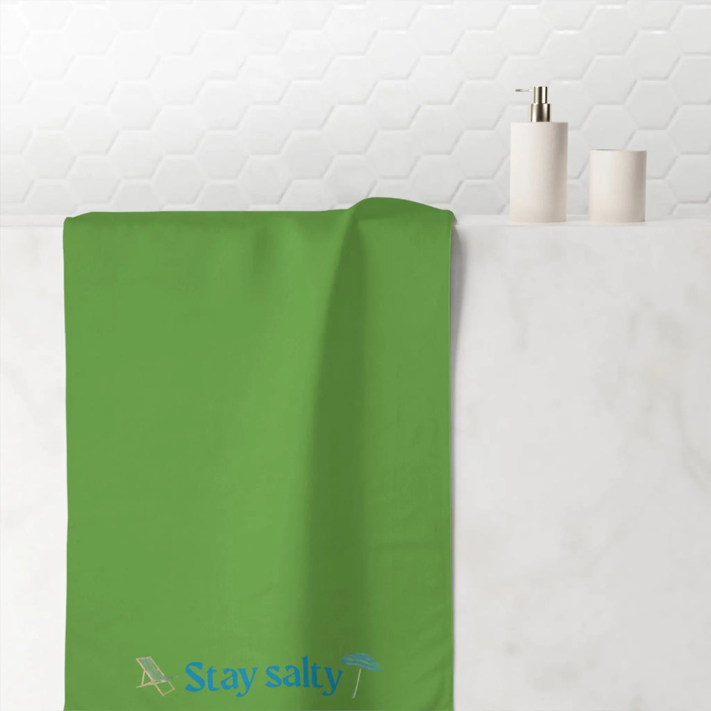 Stay Salty" Mink - Cotton Bath Towel – Soft, Coastal - Inspired & Playful Bathroom Essential - ThriveMinded & WellHaven Co