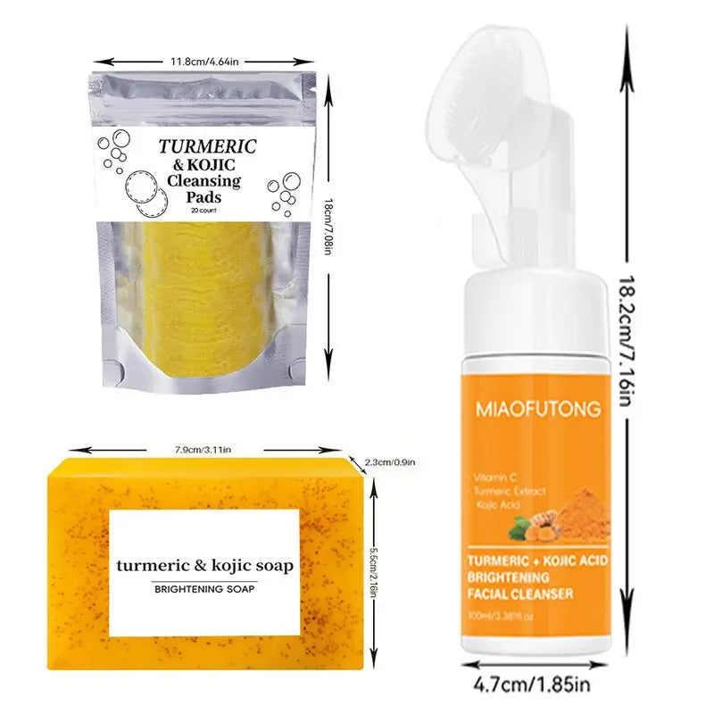 Turmeric Cleansing Set - Mousse, Pads & Soap Bar for Radiant, Balanced Skin - ThriveMinded & WellHaven Co