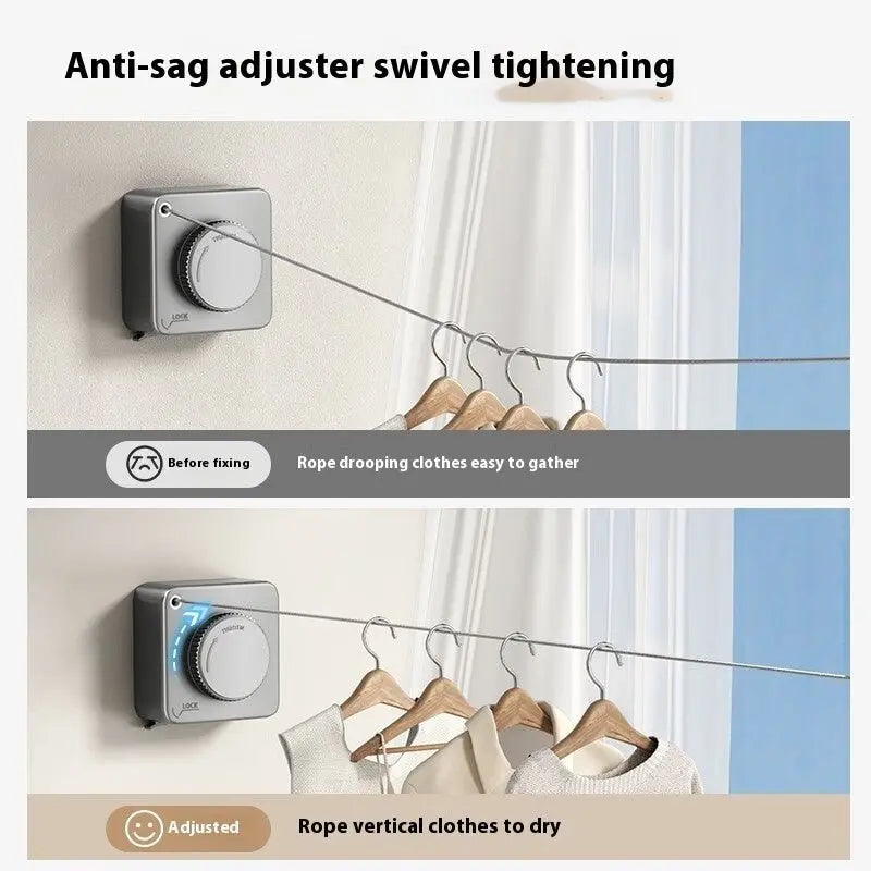 Wall Mounted Retractable Clothesline – Telescopic Rust - Proof Laundry Line, Indoor Outdoor Anti - Sag Drying Rack - ThriveMinded & WellHaven Co
